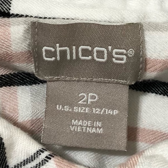 Chico's Women Button Up Shirt Size 2P Plaid Casual Petite Office - Picture 2 of 10
